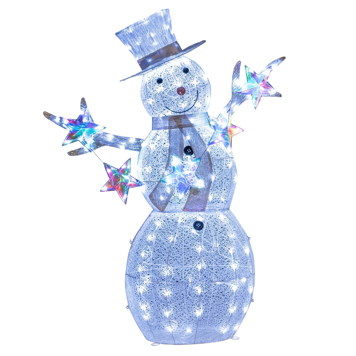 5 ft Pre-Lit Christmas Snowman With Stars, White Christmas Decor & Accessories at Gallery Canada