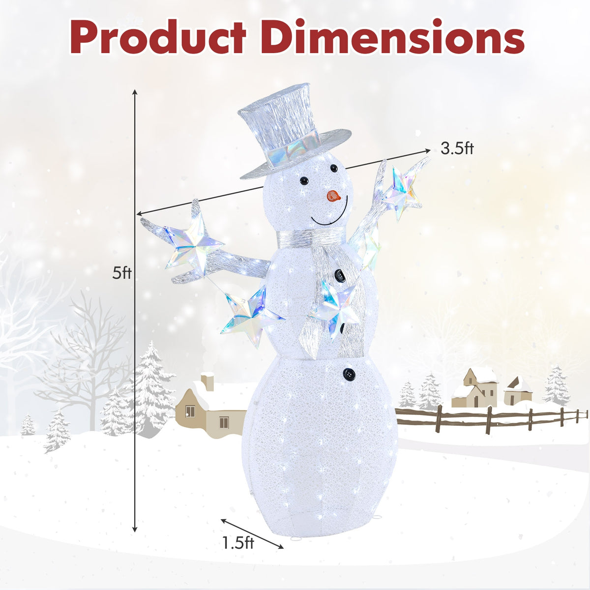 5 ft Pre-Lit Christmas Snowman With Stars, White Christmas Decor & Accessories at Gallery Canada