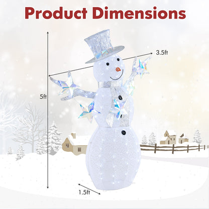 5 ft Pre-Lit Christmas Snowman With Stars, White Christmas Decor & Accessories at Gallery Canada