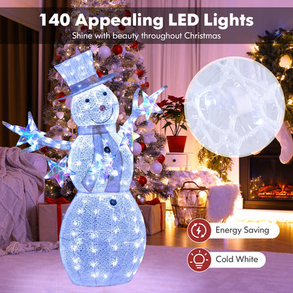 5 ft Pre-Lit Christmas Snowman With Stars, White Christmas Decor & Accessories at Gallery Canada