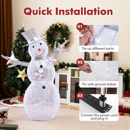 5 ft Pre-Lit Christmas Snowman With Stars, White Christmas Decor & Accessories at Gallery Canada