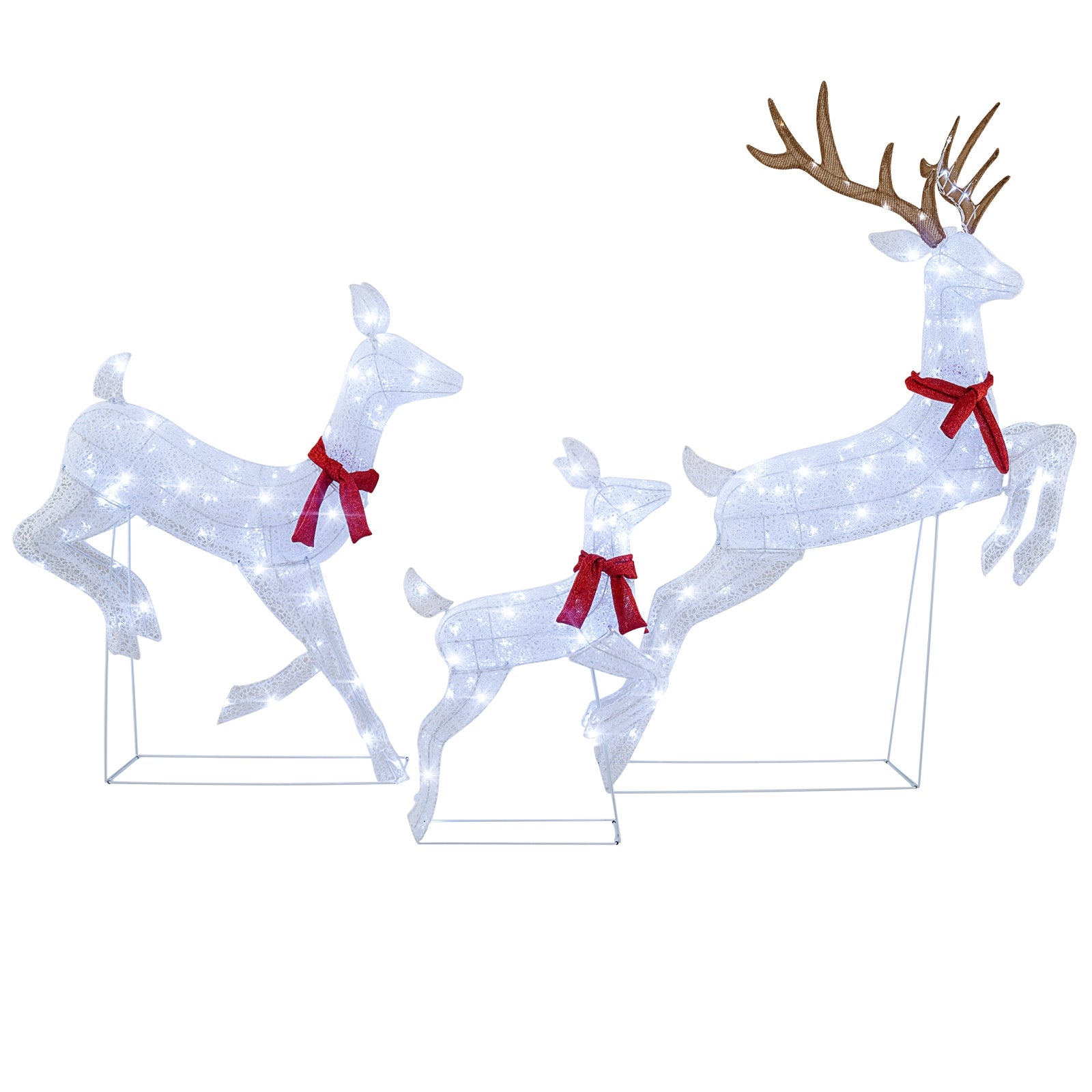 Christmas Pre-Lit Reindeer Family Set, 3-Piece, White Christmas Decor & Accessories at Gallery Canada