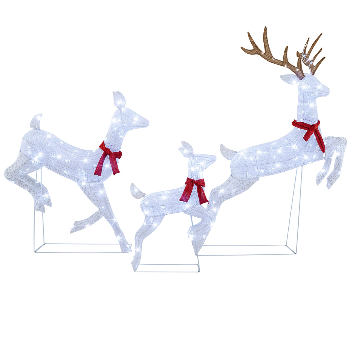 Christmas Pre-Lit Reindeer Family Set, 3-Piece, White Christmas Decor & Accessories at Gallery Canada