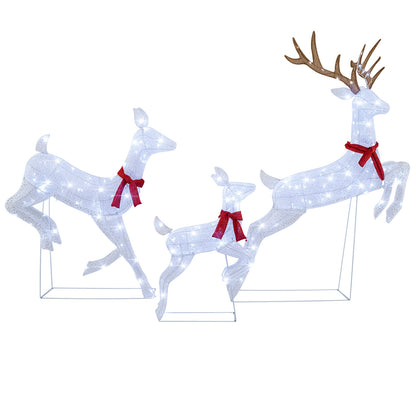 Christmas Pre-Lit Reindeer Family Set, 3-Piece, White Christmas Decor & Accessories at Gallery Canada