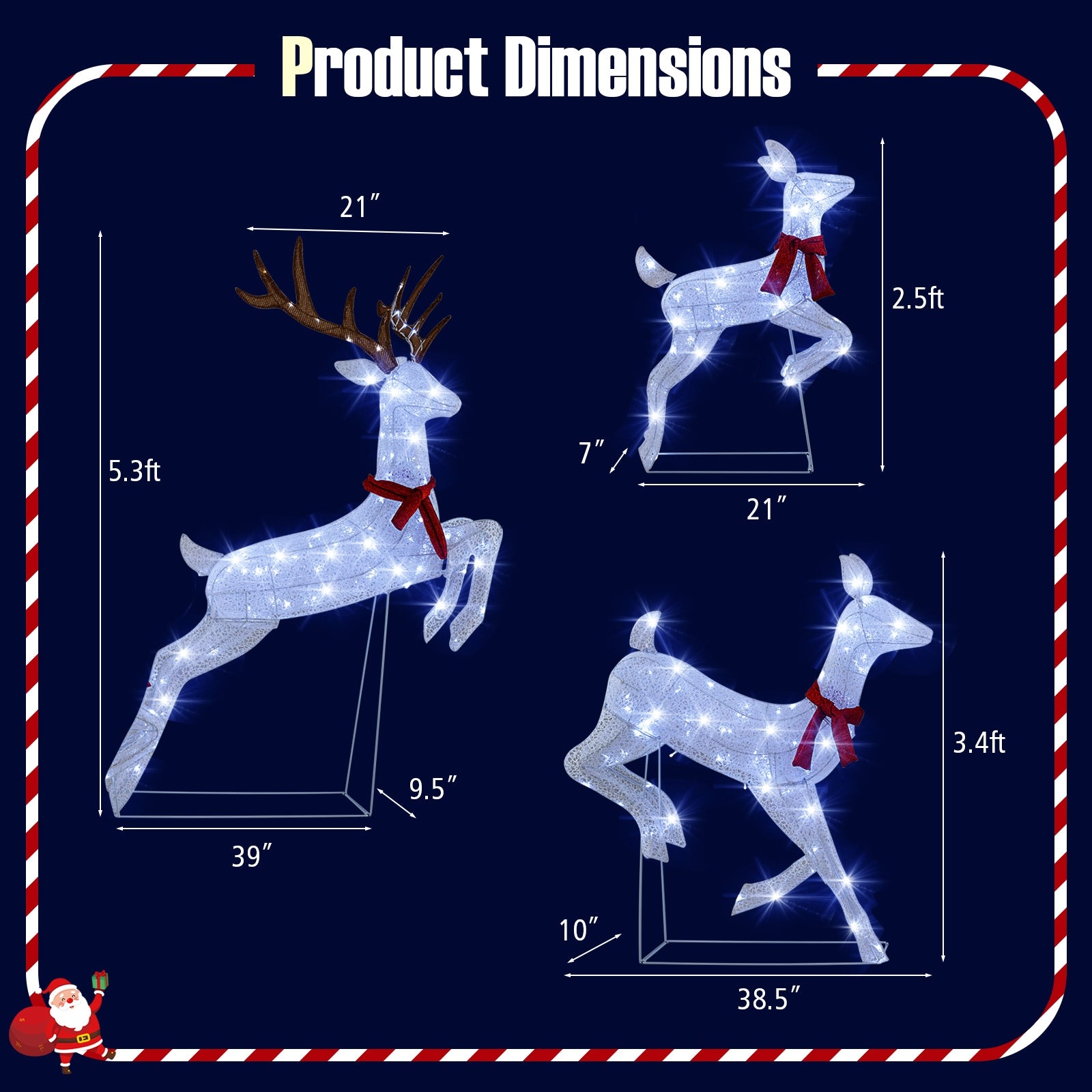 Christmas Pre-Lit Reindeer Family Set, 3-Piece, White Christmas Decor & Accessories at Gallery Canada