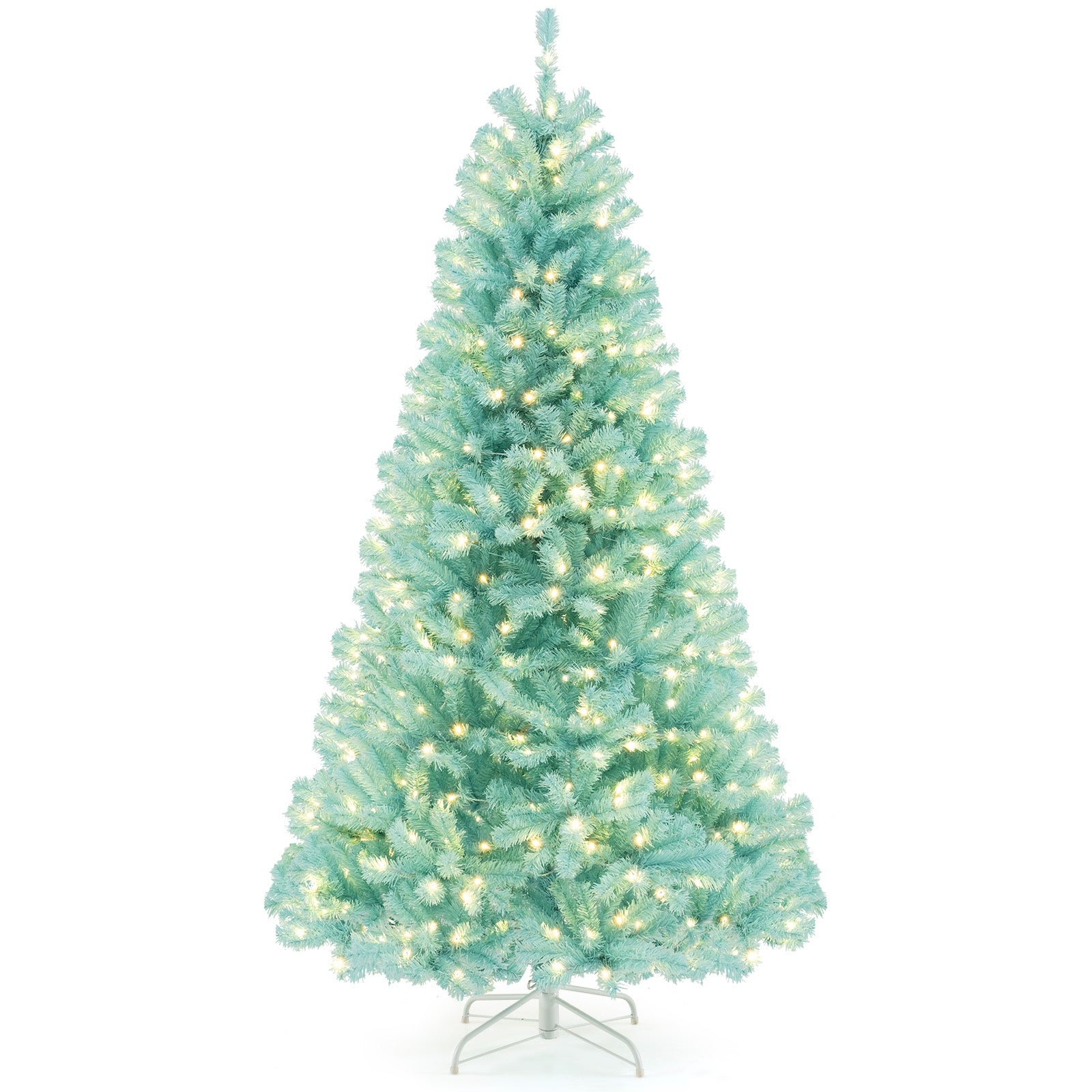 6/7 Ft Artificial Christmas Tree, 280/380 Warm White LED Lights, Foldable Metal Stand, Blue Christmas Tree at Gallery Canada