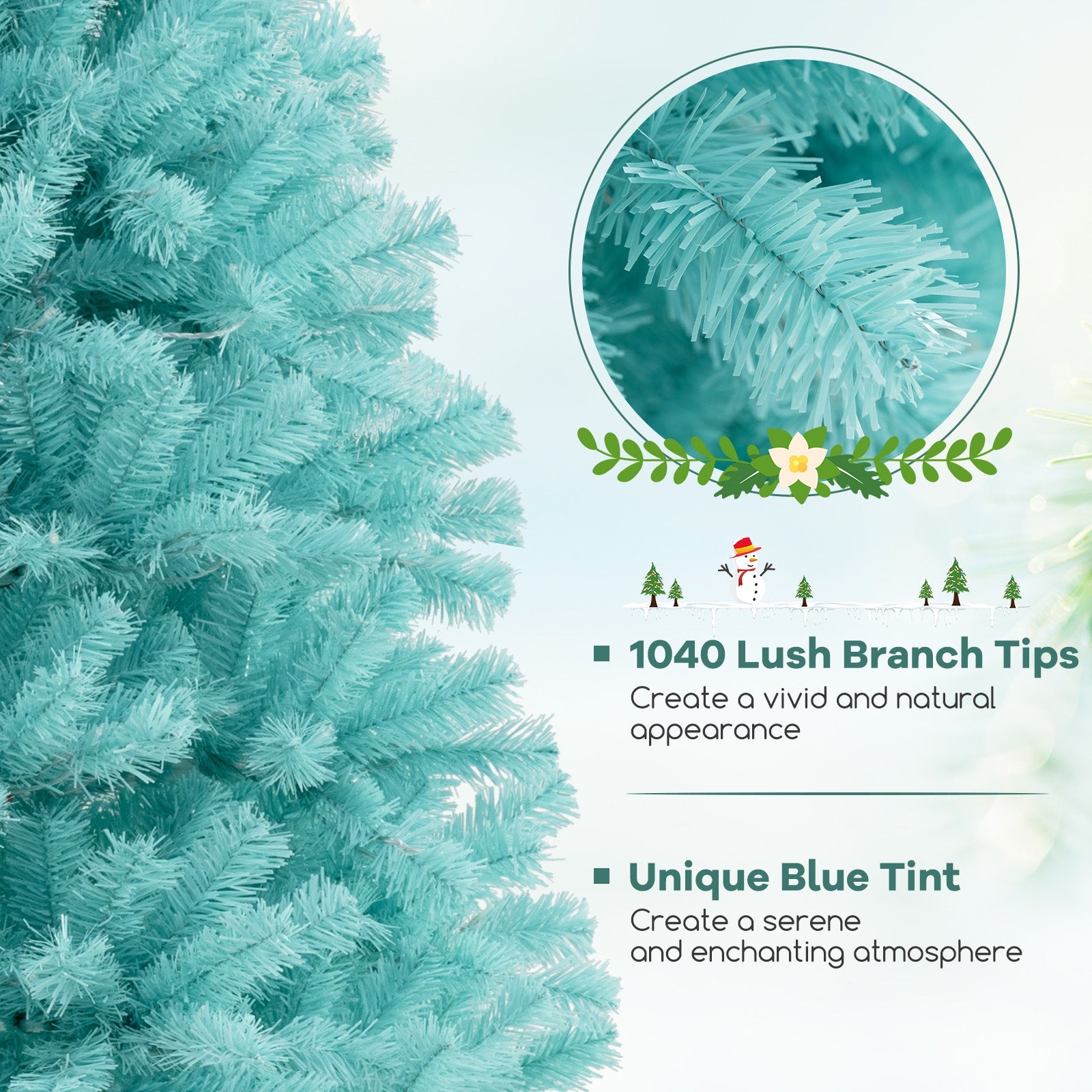 6/7 Ft Artificial Christmas Tree, 280/380 Warm White LED Lights, Foldable Metal Stand, Blue Christmas Tree at Gallery Canada