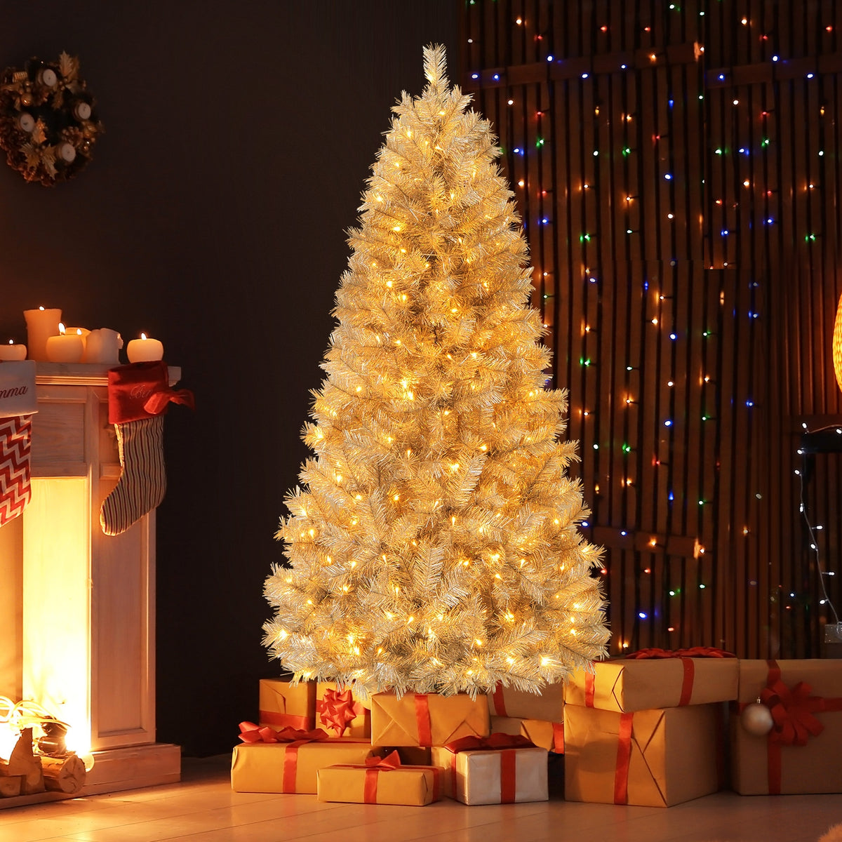 Artificial Christmas Tree With LED Lights, 6FT, Silver Christmas Tree at Gallery Canada