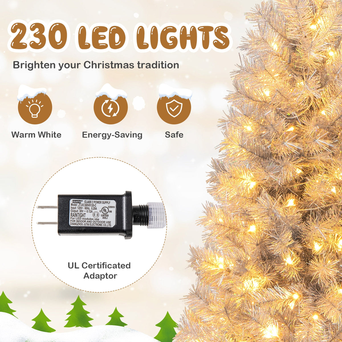 Artificial Christmas Tree With LED Lights, 6FT, Silver Christmas Tree at Gallery Canada