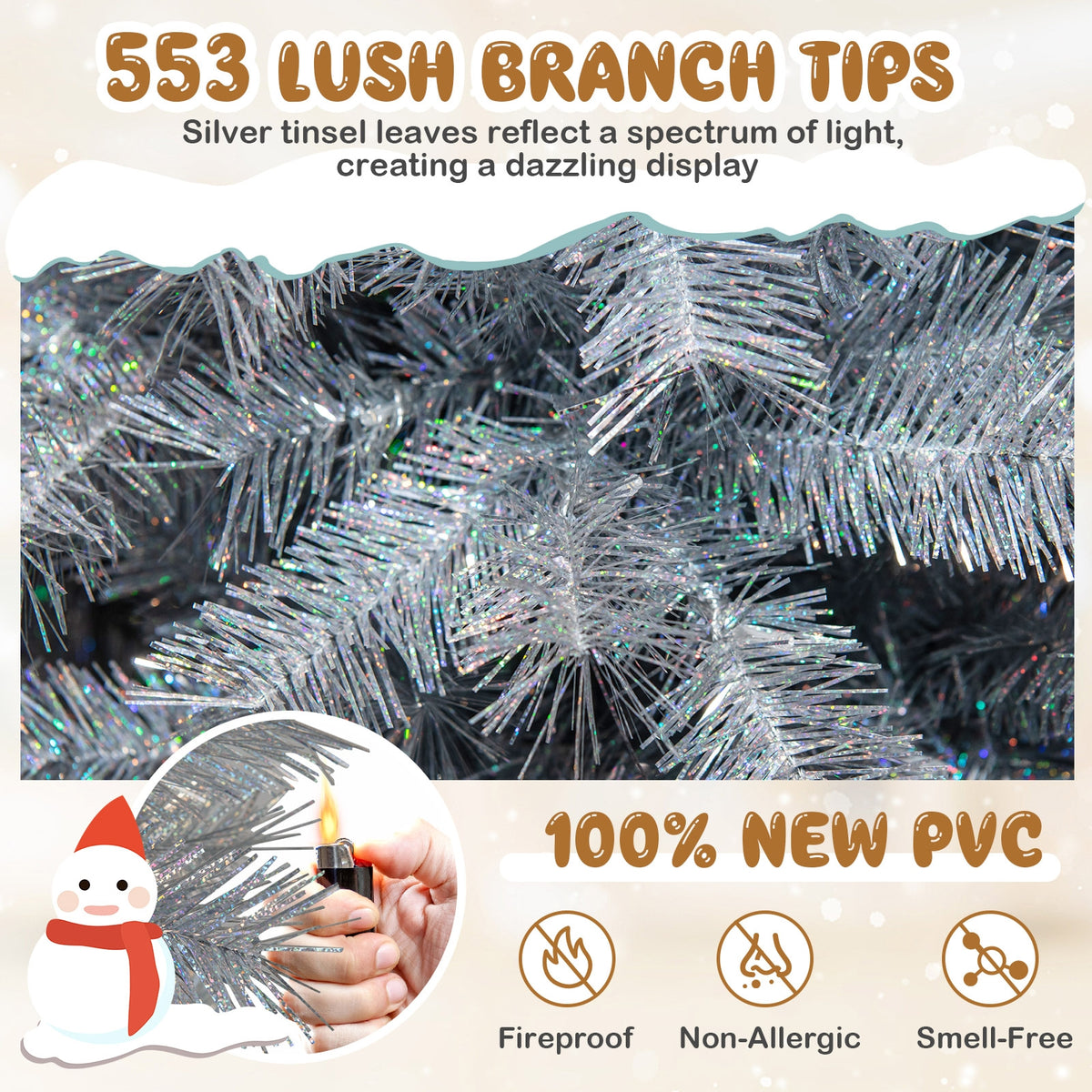 Artificial Christmas Tree With LED Lights, 6FT, Silver Christmas Tree at Gallery Canada
