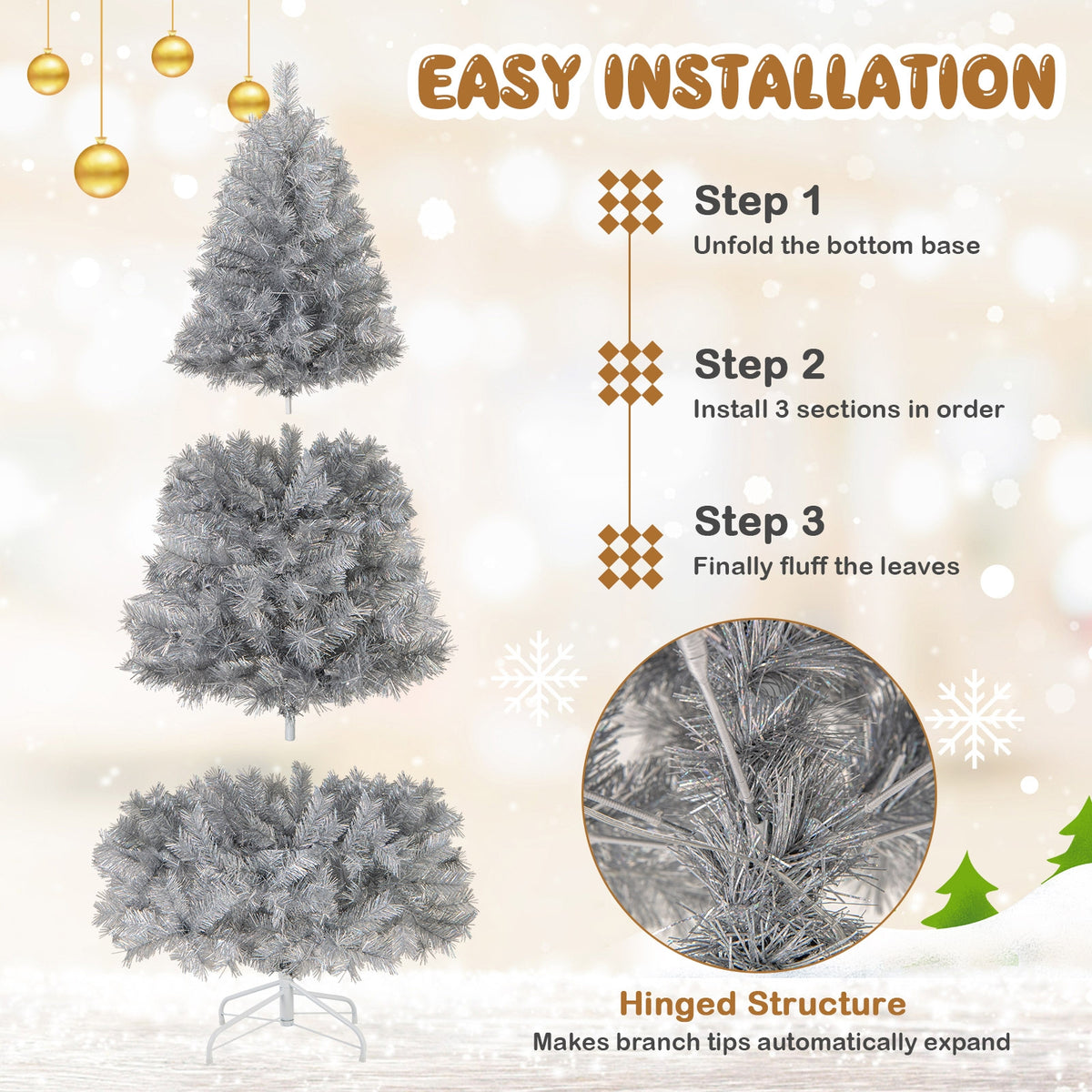 Artificial Christmas Tree With LED Lights, 6FT, Silver Christmas Tree at Gallery Canada