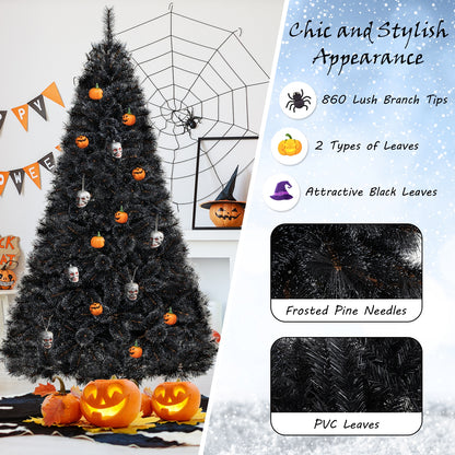 6/7/8 Feet Black Artificial Halloween Christmas Tree with PVC Branch Tips and 210/320/450 Cool White LED Lights-L, Black Christmas Tree at Gallery Canada