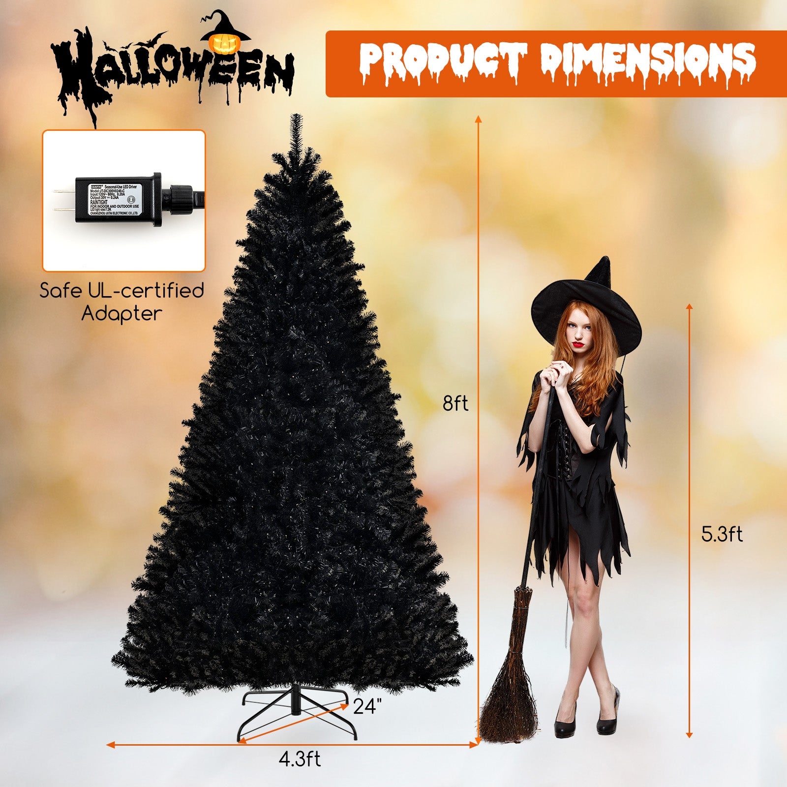 6/7/8 Feet Artificial Christmas Tree, 6 Lighting Modes, Spooky Sounds, Black Christmas Tree at Gallery Canada