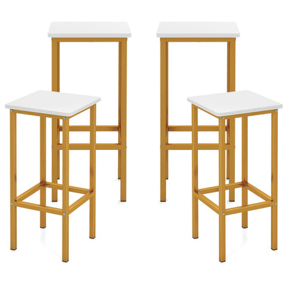 Set Of 4 Bar Stools, 26 Inch, Metal Legs With Footrest, White Bar Stools at Gallery Canada