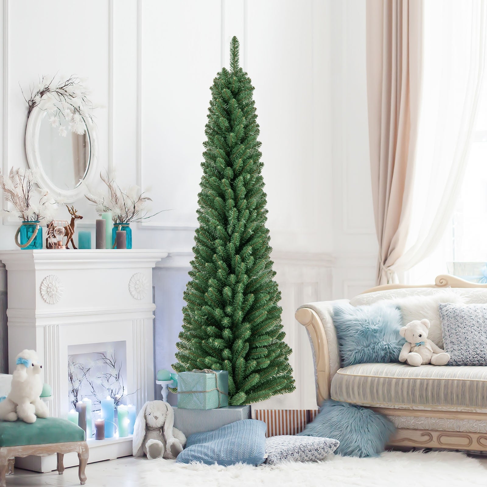 6 Ft Pencil Christmas Tree, 671 Memory Wire Tips, Metal Stand, Green Christmas Tree at Gallery Canada
