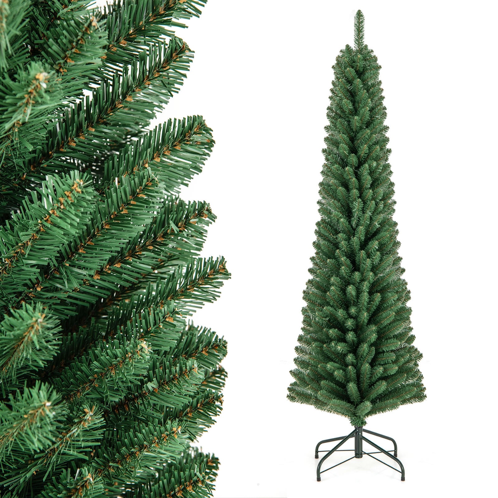 6 Ft Pencil Christmas Tree, 671 Memory Wire Tips, Metal Stand, Green Christmas Tree at Gallery Canada