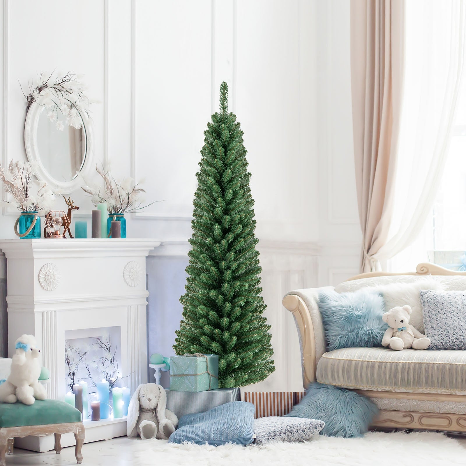 5 Feet Pencil Christmas Tree, Memory Wire Branch Tips, Metal Stand, Green Christmas Tree at Gallery Canada