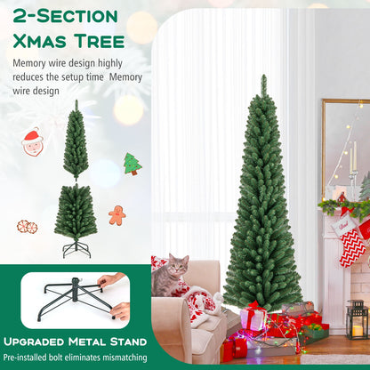 6 Ft Pencil Christmas Tree, 671 Memory Wire Tips, Metal Stand, Green Christmas Tree at Gallery Canada