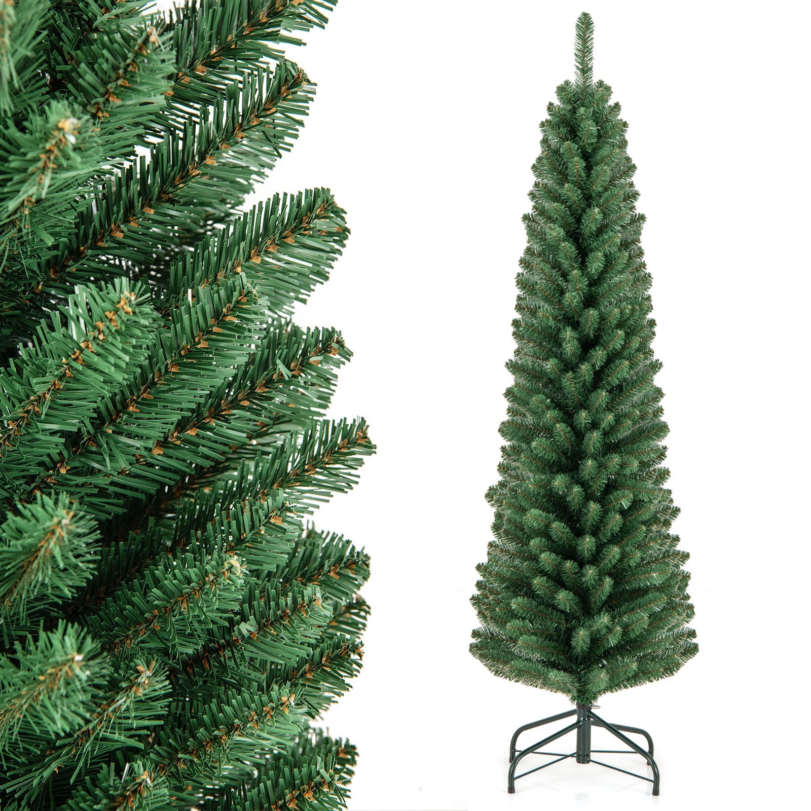 5 Feet Pencil Christmas Tree, Memory Wire Branch Tips, Metal Stand, Green Christmas Tree at Gallery Canada