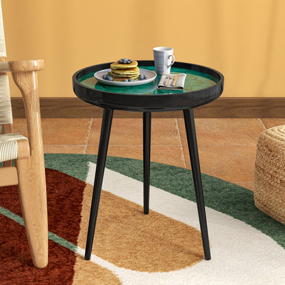 16 Inch Mid-Century Modern Coffee Table, Sea Shell Decoration, Green End & Side Tables at Gallery Canada