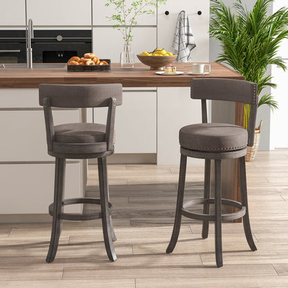Set of 2 Counter Height Chairs, 360° Swivel Seat, Rubber Wood Frame, 29 Inches Bar Stools at Gallery Canada