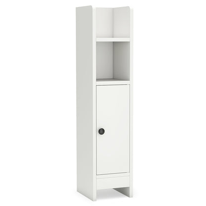 Slim Corner Bathroom Cabinet With Door, Adjustable Shelf, White Floor Cabinets at Gallery Canada