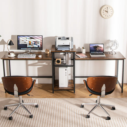 2-Person Computer Desk With Power Outlet, Printer Stand, Brown Computer Desks at Gallery Canada