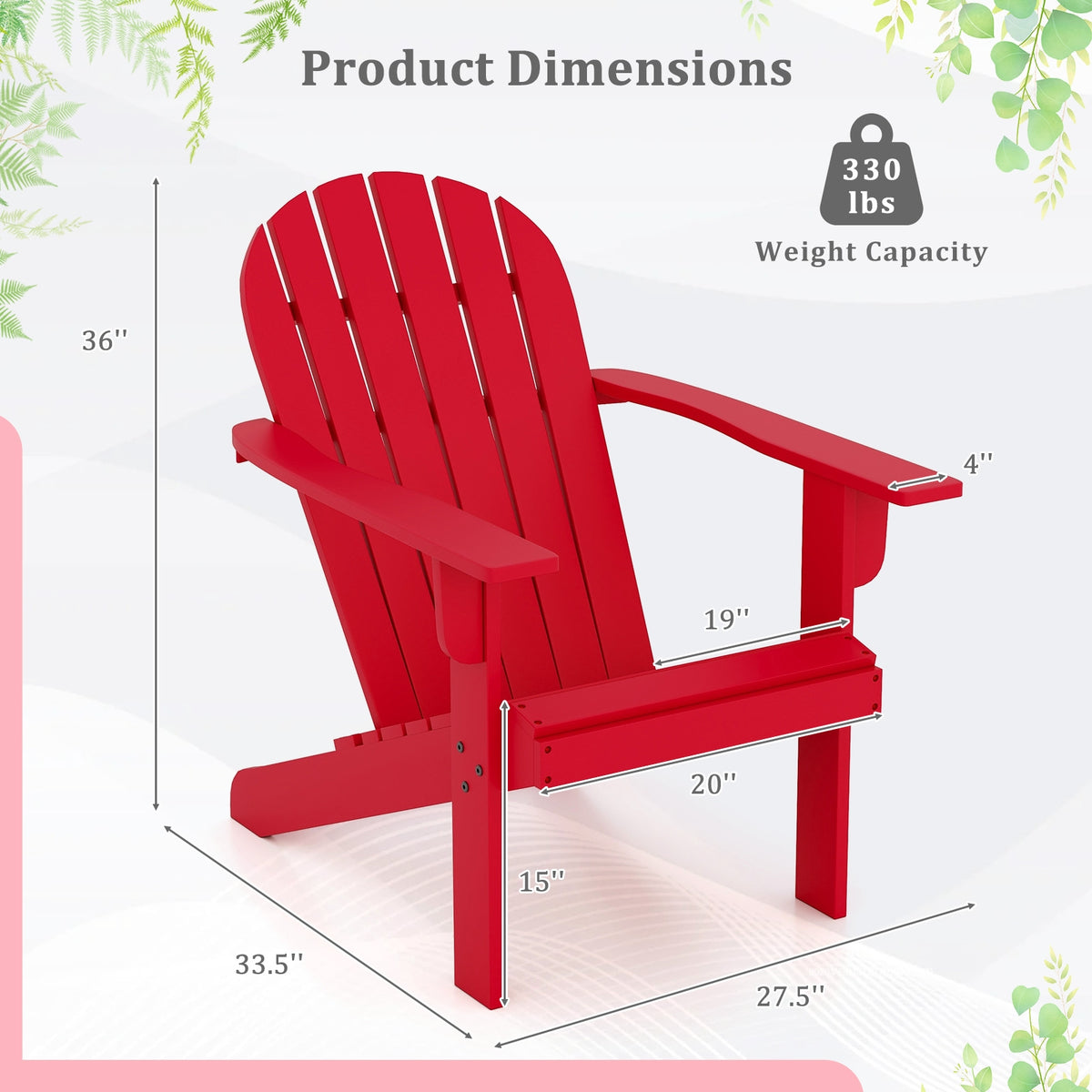 Acacia Wood Adirondack Chair, Red Adirondack Chairs at Gallery Canada