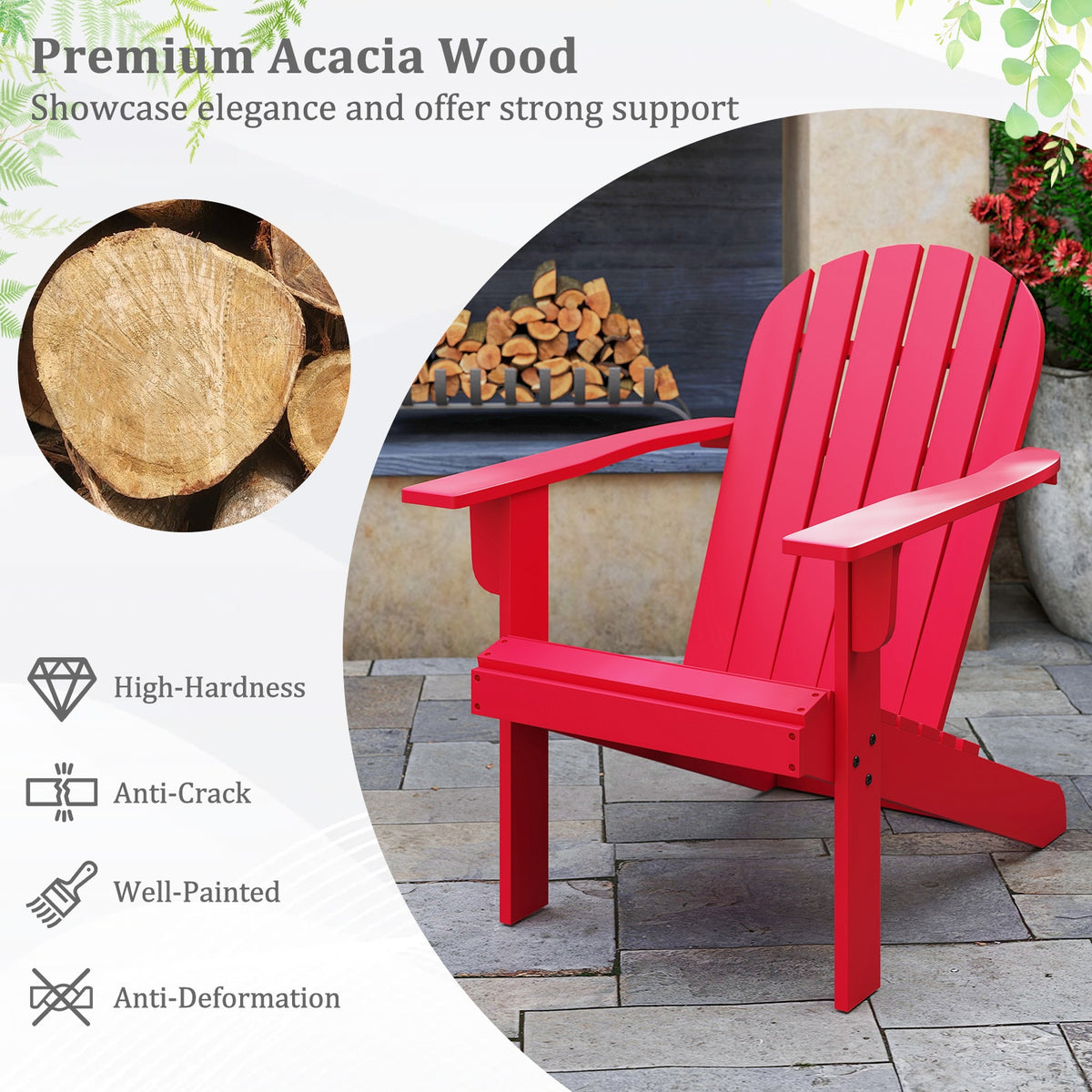 Acacia Wood Adirondack Chair, Red Adirondack Chairs at Gallery Canada