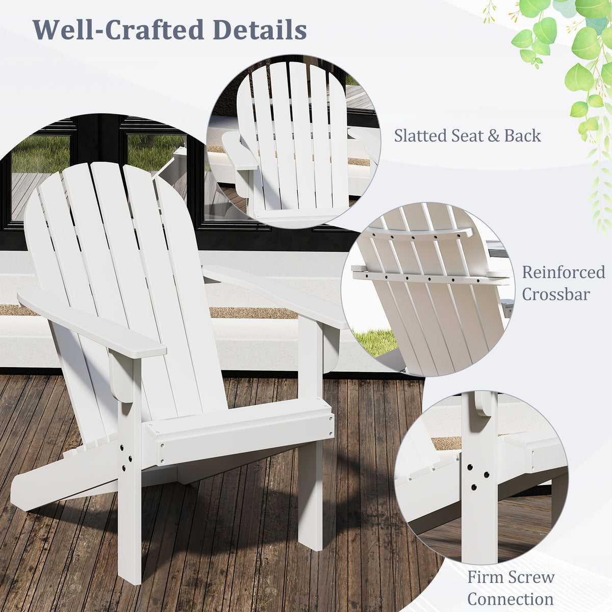 Acacia Wood Patio Adirondack Chair, White Adirondack Chairs at Gallery Canada