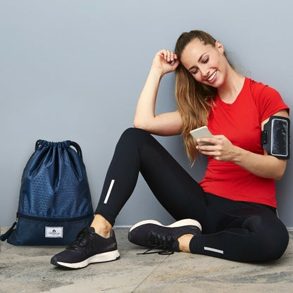 Drawstring Backpack String Bag Foldable Sports Sack with Zipper Pocket, Dark Blue Camping at Gallery Canada