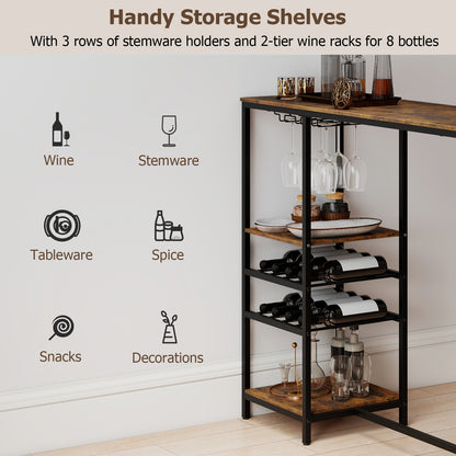 Long Bar Table With Storage Shelves, Rustic Brown Bar Tables at Gallery Canada