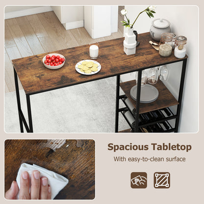 Long Bar Table With Storage Shelves, Rustic Brown Bar Tables at Gallery Canada
