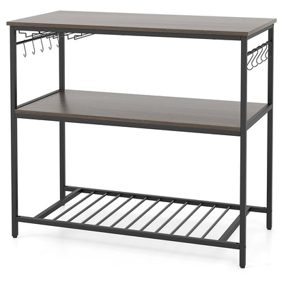 Kitchen Island With 3 Shelves, Wine Glass Holders, 10 Hooks, Gray Kitchen Islands & Carts at Gallery Canada