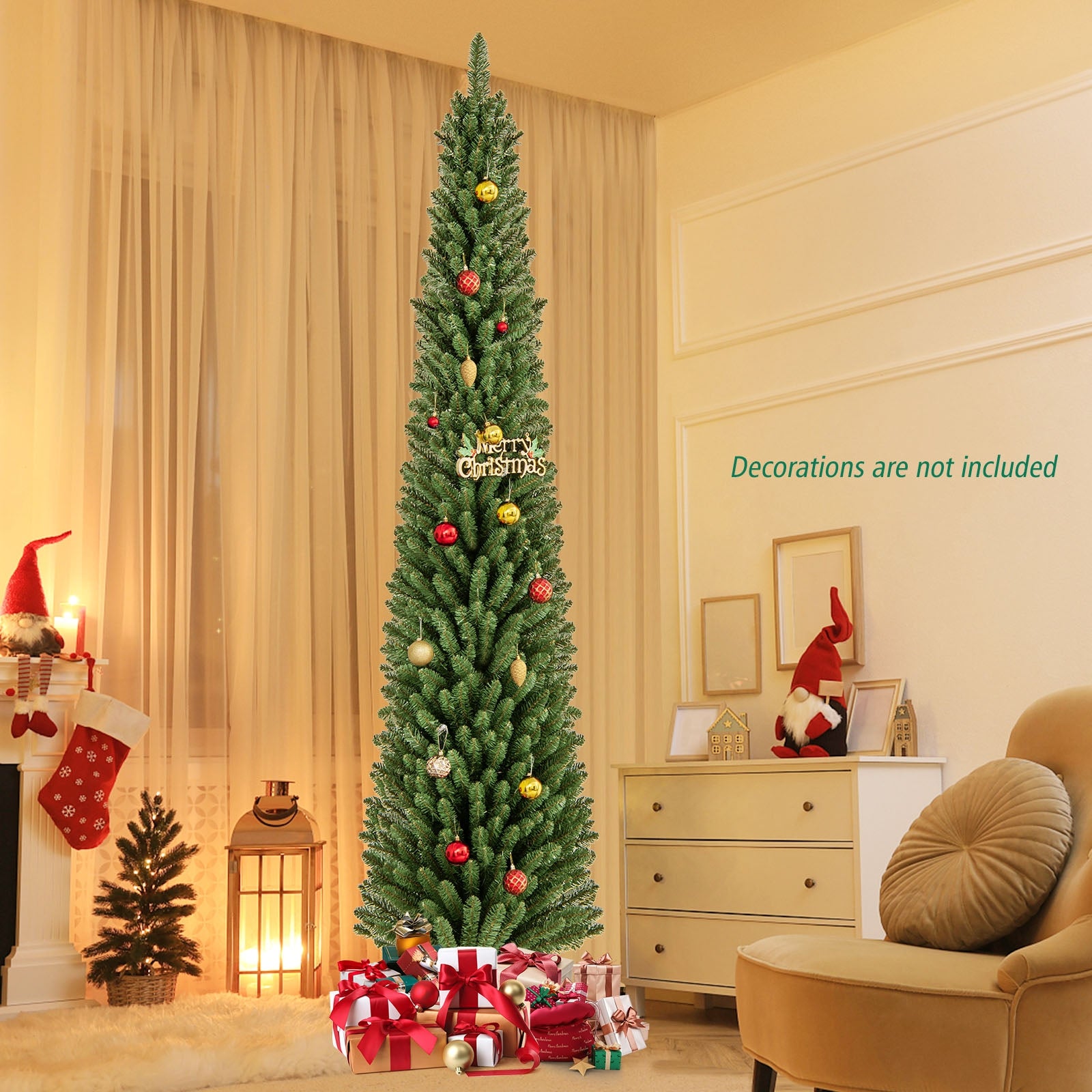 8 Ft Pencil Christmas Tree, Metal Stand, Memory Wire Branch Tips, Green Christmas Tree at Gallery Canada