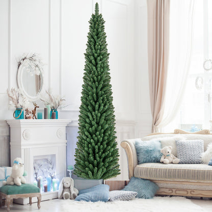 8 Ft Pencil Christmas Tree, Metal Stand, Memory Wire Branch Tips, Green Christmas Tree at Gallery Canada
