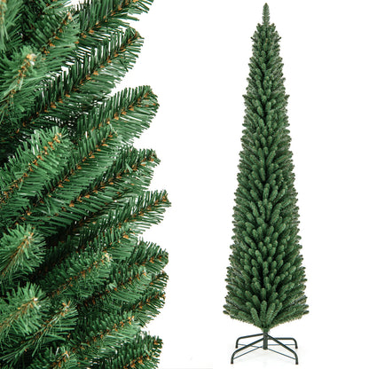 8 Ft Pencil Christmas Tree, Metal Stand, Memory Wire Branch Tips, Green Christmas Tree at Gallery Canada
