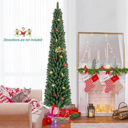8 Ft Pencil Christmas Tree, Metal Stand, Memory Wire Branch Tips, Green Christmas Tree at Gallery Canada