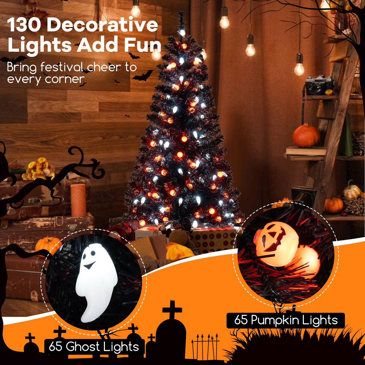 4.5 Feet Artificial Halloween Tree, 6 Lighting Modes, 5 Musics Halloween at Gallery Canada