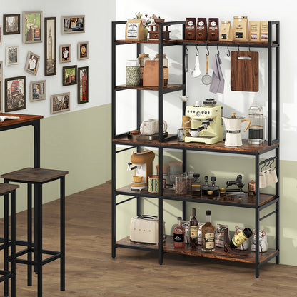 5-Tier Bakers Rack With Power Outlets, 10 S-Shaped Hooks, Rustic Brown Baker's Racks at Gallery Canada