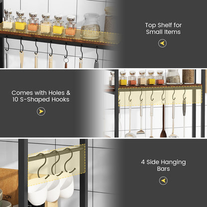 5-Tier Bakers Rack With Power Outlets, 10 S-Shaped Hooks, Rustic Brown Baker's Racks at Gallery Canada