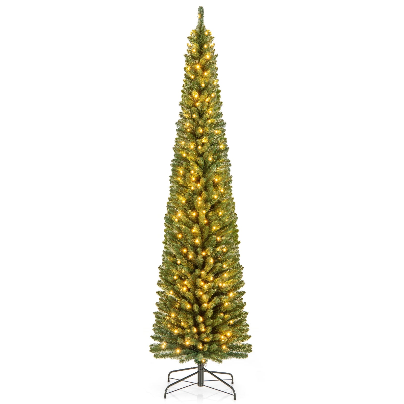Pencil Christmas Tree With Memory Wire Branch Tips, Warm LED Lights, 8FT, Green Christmas Tree at Gallery Canada