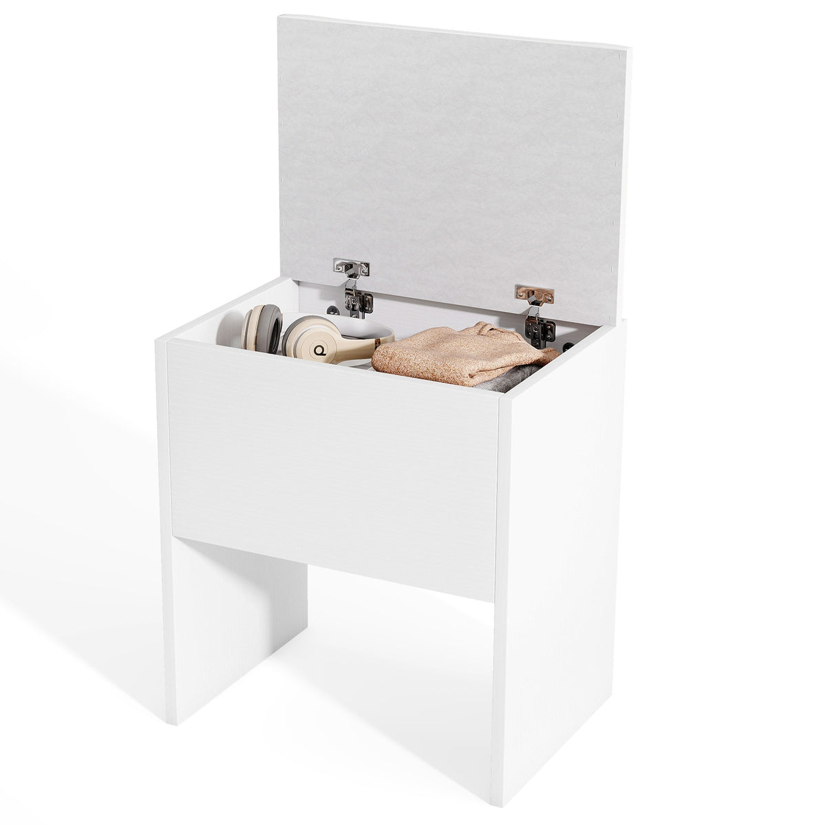 Vanity Stool With Flip Top Storage, Soft Padded Seat, White Ottomans at Gallery Canada