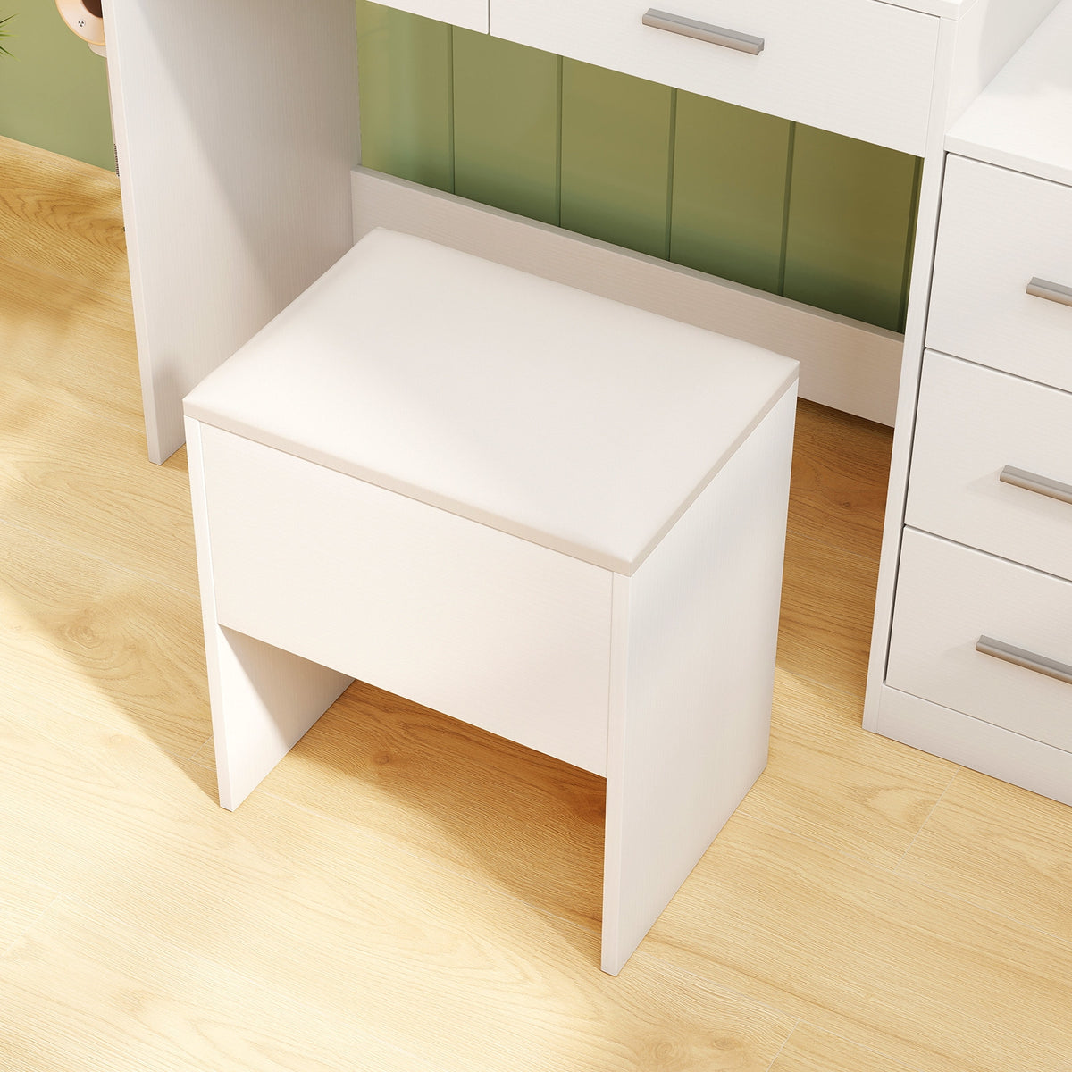 Vanity Stool With Flip Top Storage, Soft Padded Seat, White Ottomans at Gallery Canada