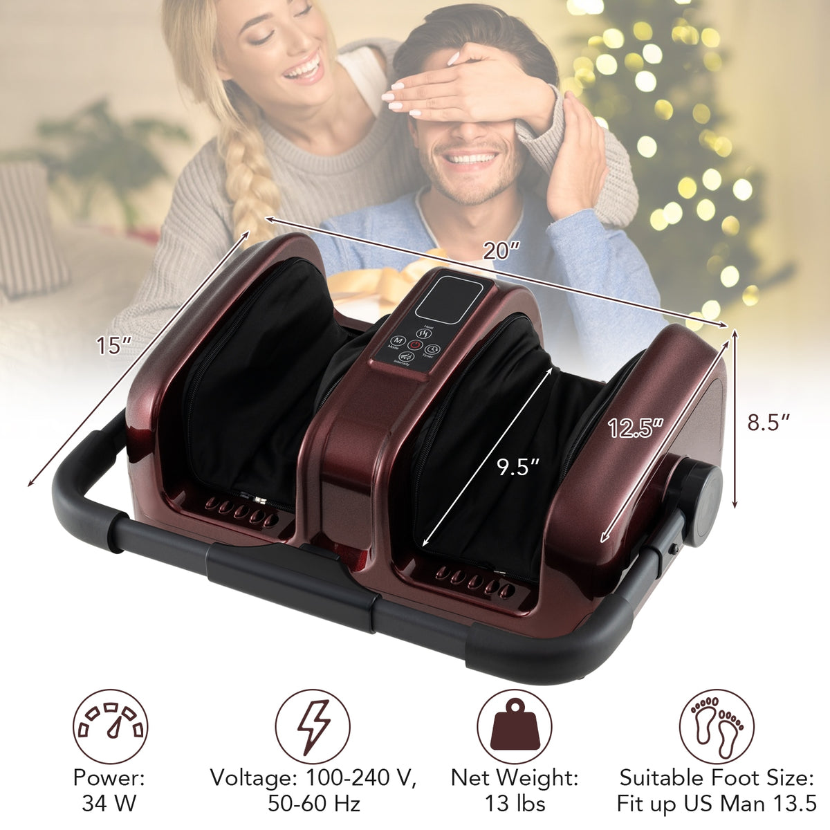 Electric Leg Massager With Heat, Shiatsu Deep Kneading, Red Foot Massager at Gallery Canada