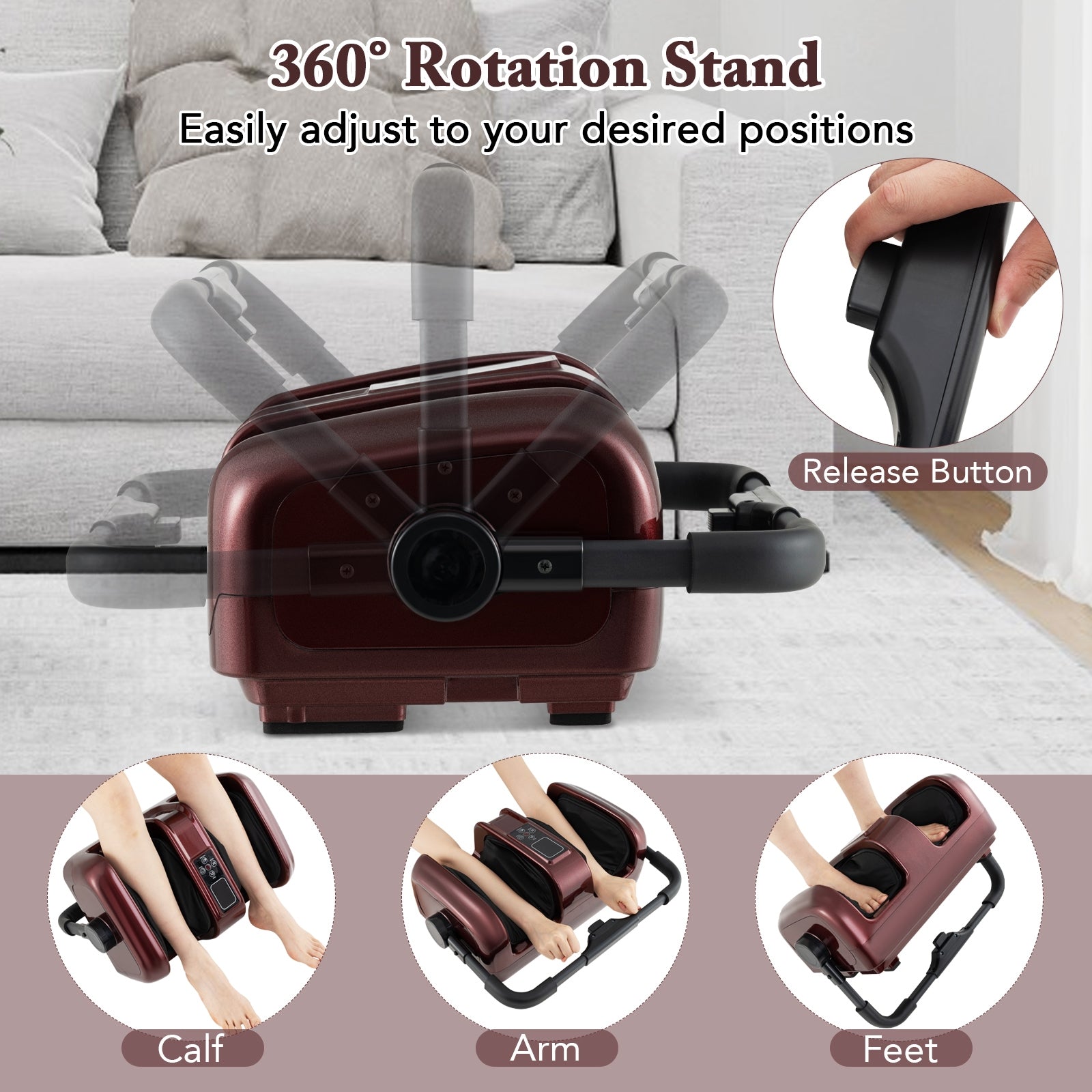Electric Leg Massager With Heat, Shiatsu Deep Kneading, Red Foot Massager at Gallery Canada