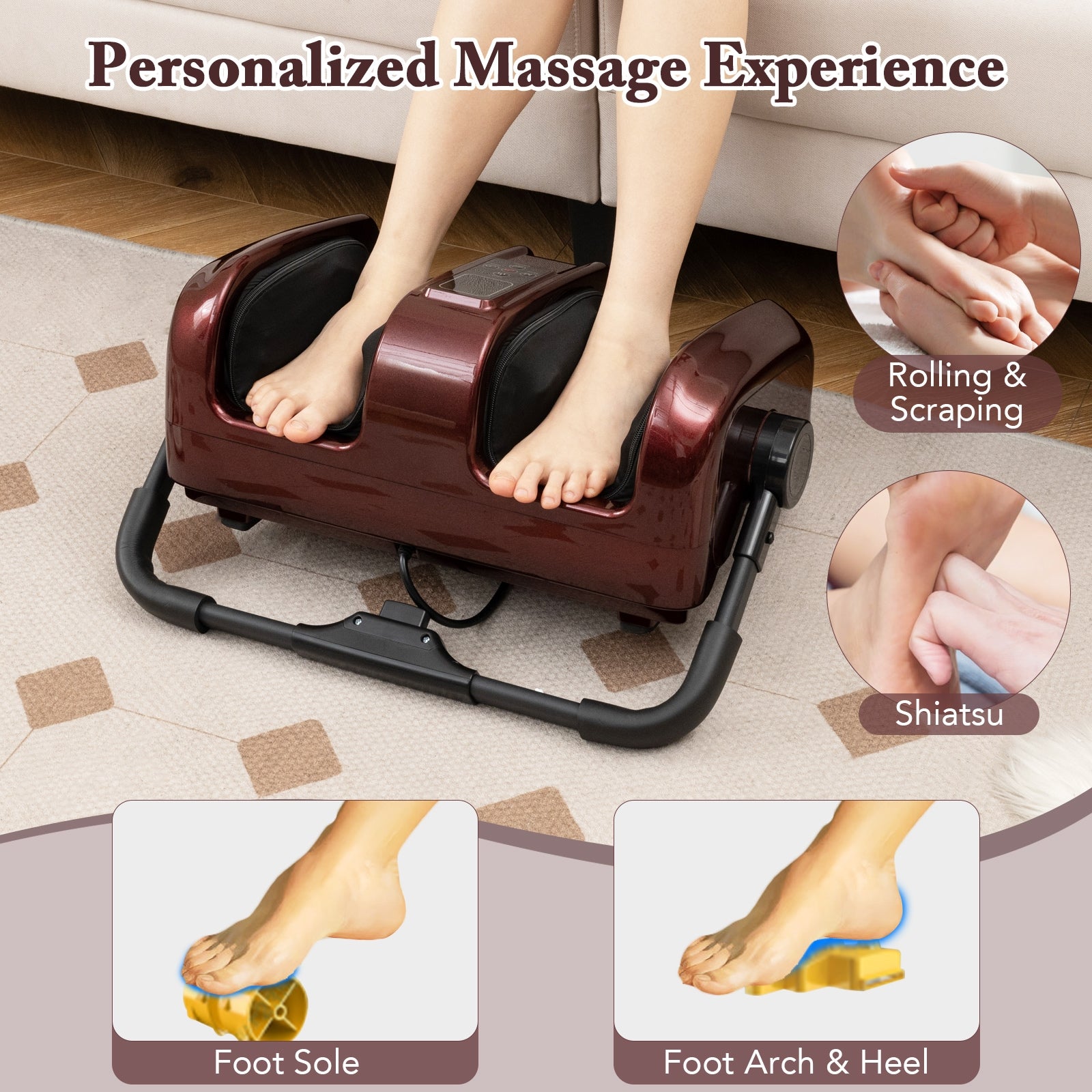 Electric Leg Massager With Heat, Shiatsu Deep Kneading, Red Foot Massager at Gallery Canada