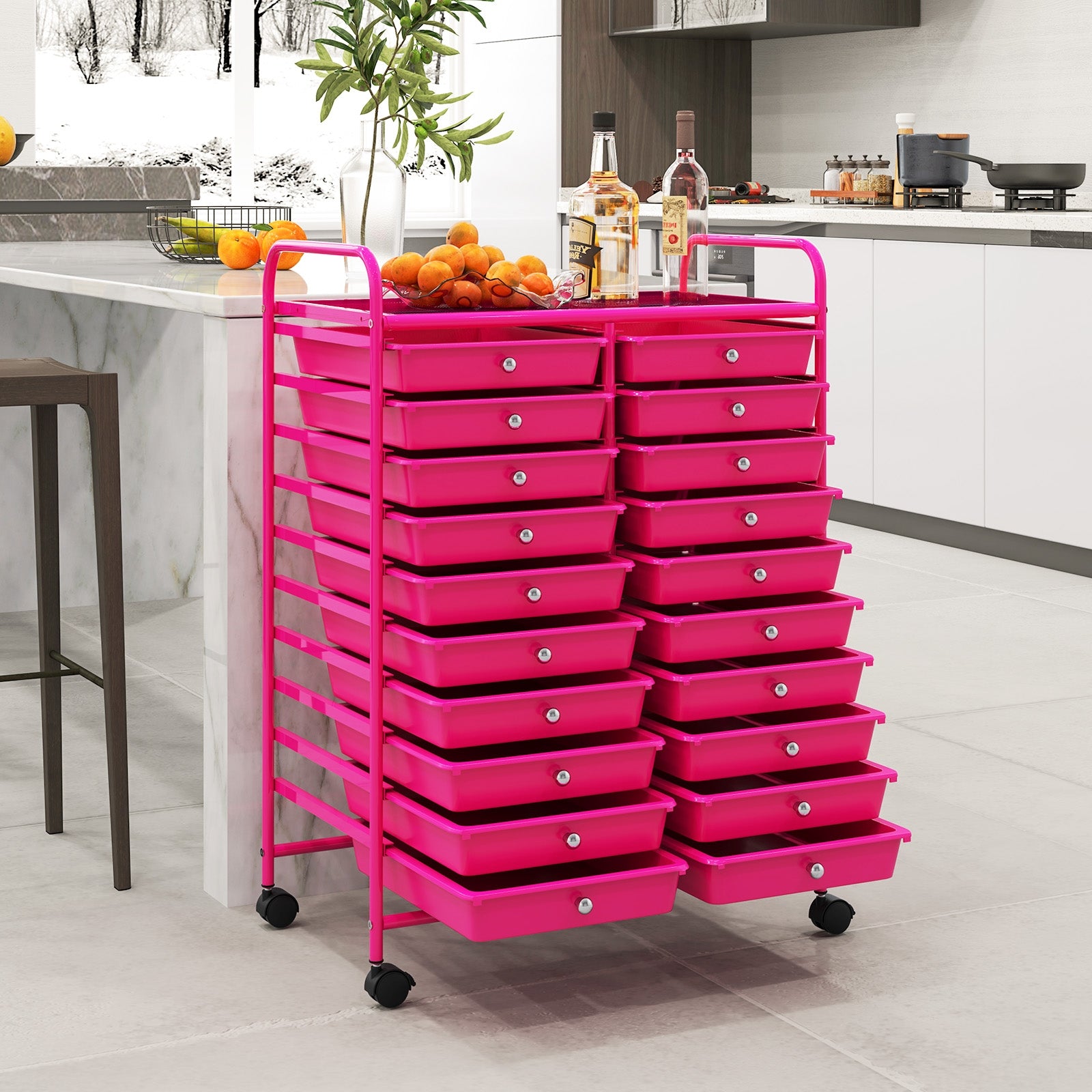 20 Drawer Rolling Storage Cart, Pink File Cabinets at Gallery Canada