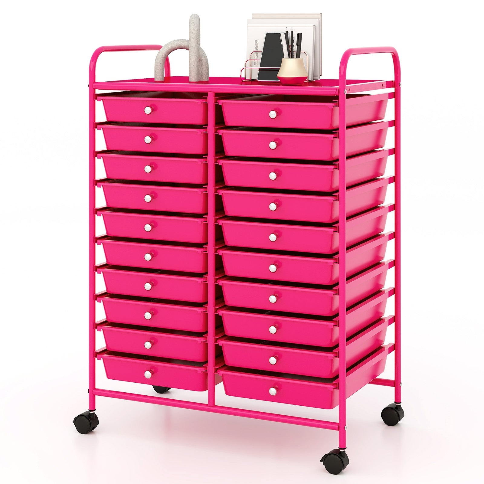 20 Drawer Rolling Storage Cart, Pink File Cabinets at Gallery Canada
