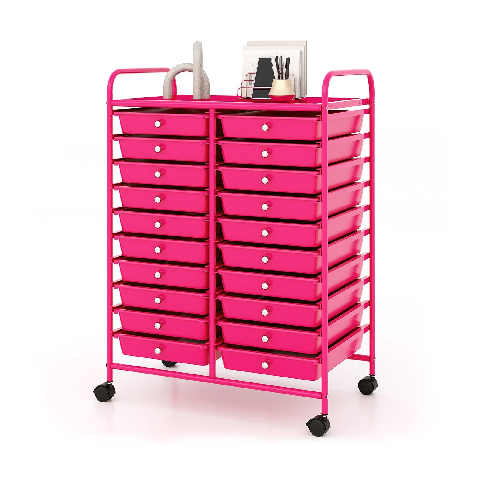 20 Drawer Rolling Storage Cart, Pink File Cabinets at Gallery Canada